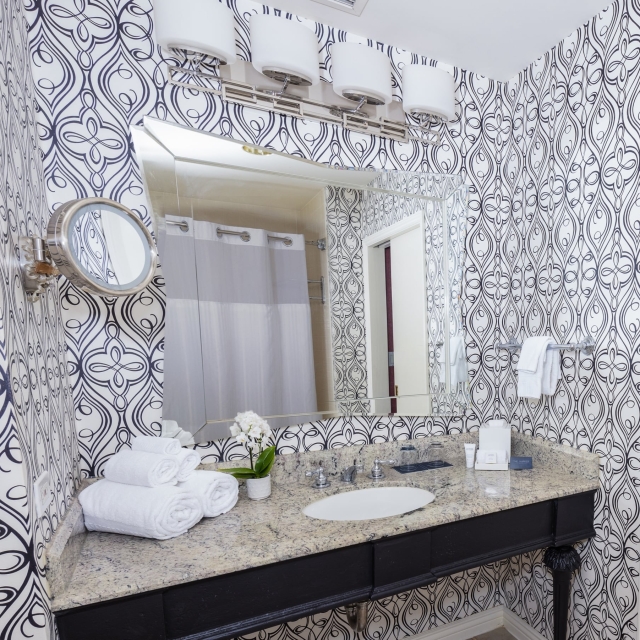 Close up of the bathroom in the Deluxe Double Room at The Marker