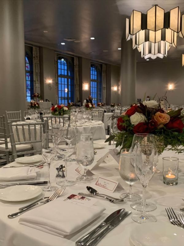 Bellevue Ballroom set up for dining sessions at The Marker