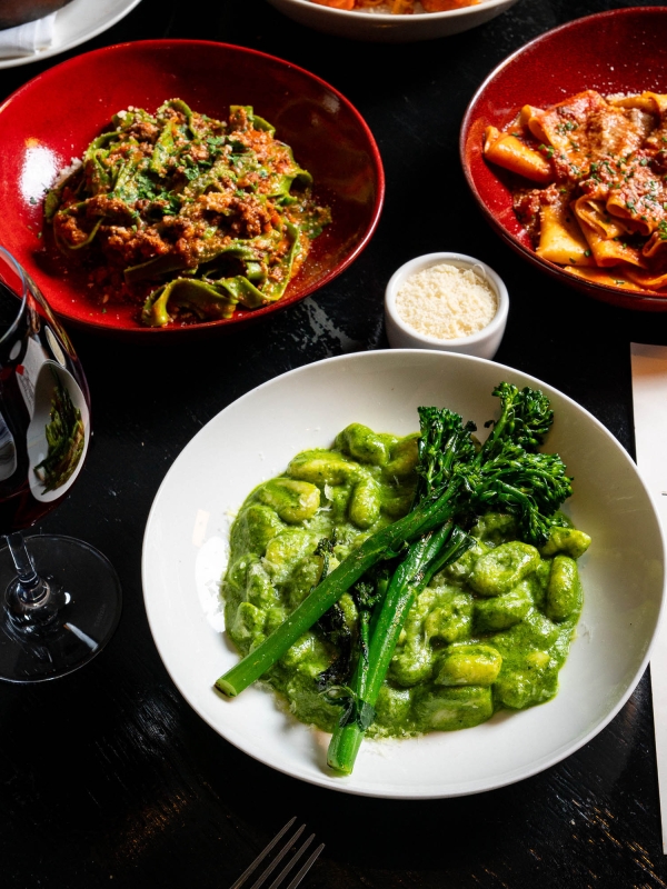 close up of food in bowls at the marker
