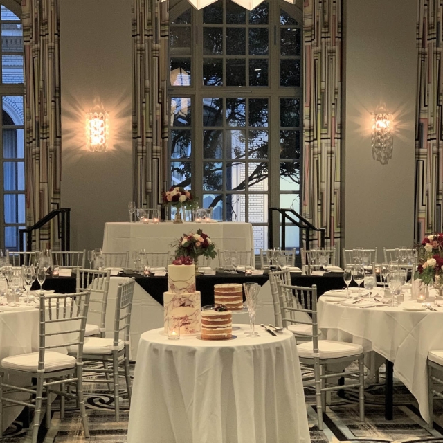 lots of tables prepared for a wedding service at The Marker