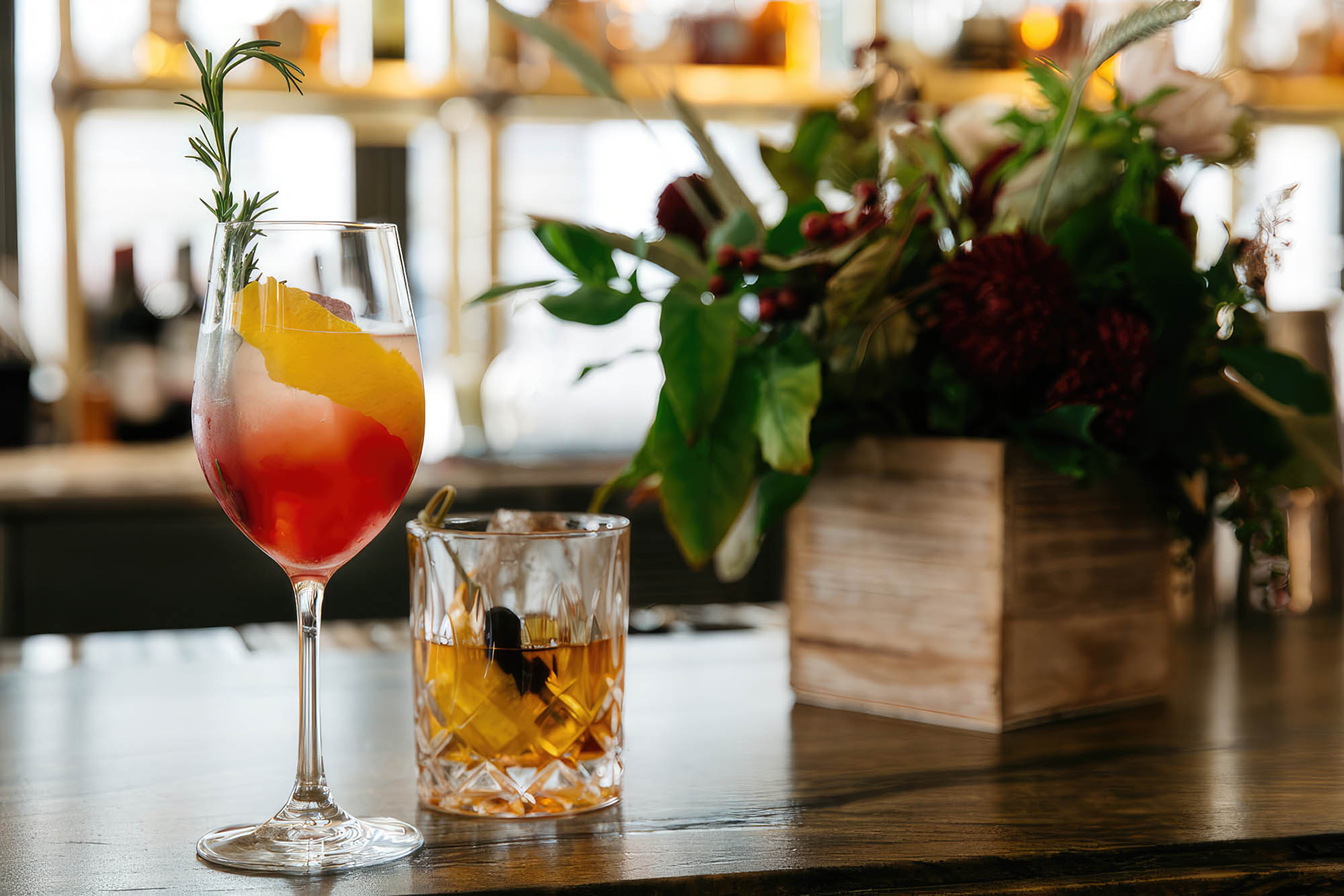 Close up of cocktails prepared by Tratto at The Marker