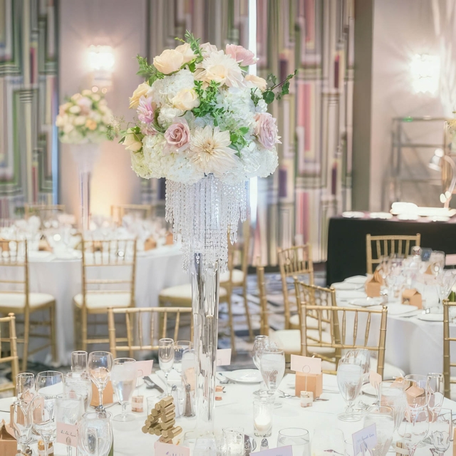 Close up of a table center piece at the Bellevue