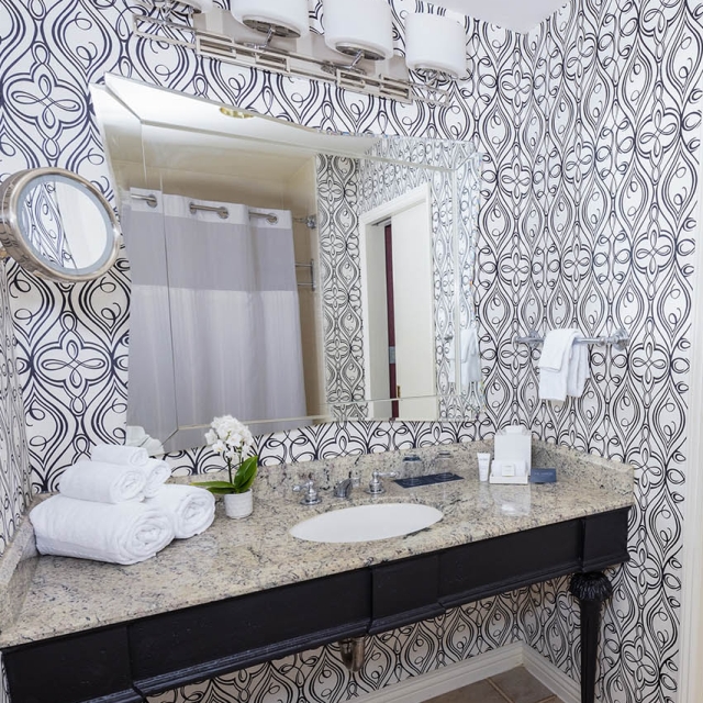 The bathroom in a room at The Marker