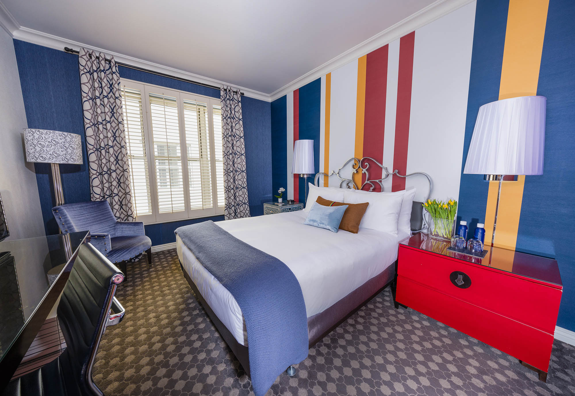 A bedroom set up at The Marker